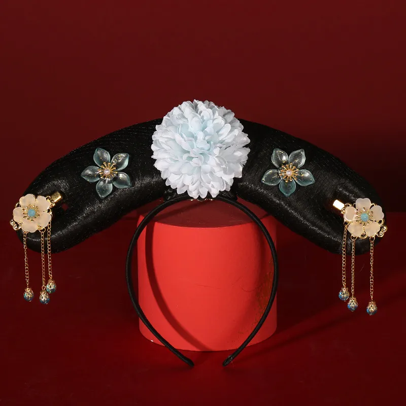 12 Style Chinese Qing Dynasty Princess Empress Hair Accessories Women Qitou Headdress Funny Masquerade Carnival Festival Cosplay