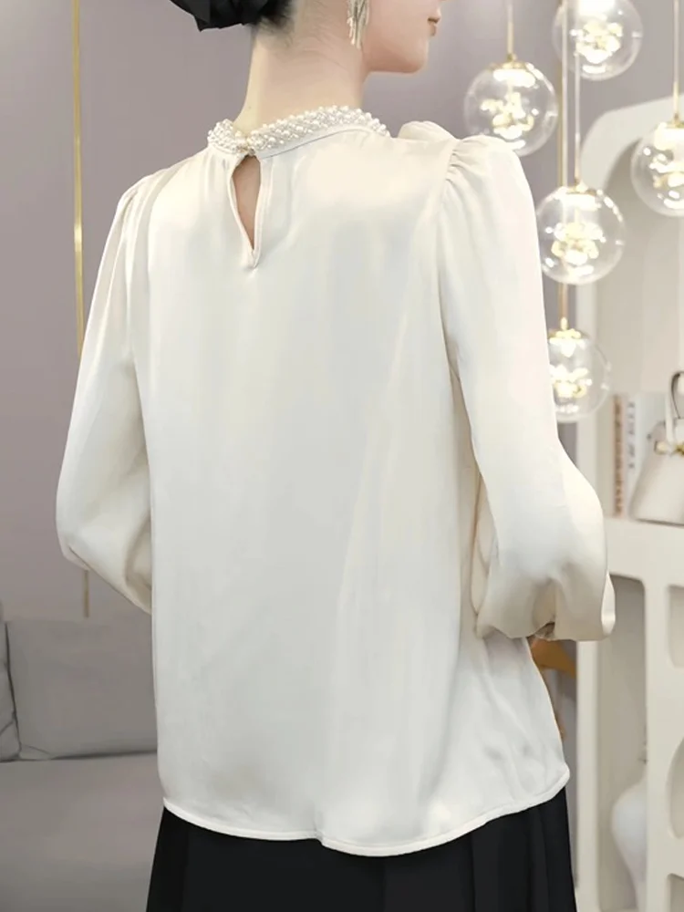 Damska jesienna sukienka z dekoltem w serek, ażurowa, długa, wyszczuplająca, w stylu koreańskim, luźna, idealna do pracy i na co dzień.