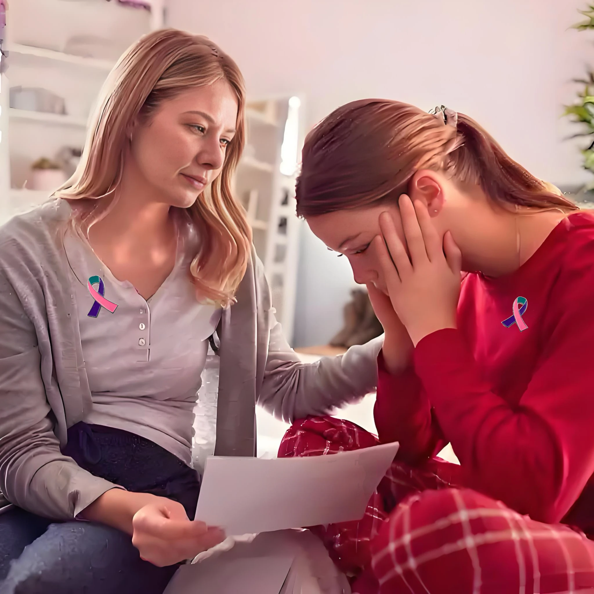 5/10/50/100 قطعة الوردي الأرجواني البط البري الشريط الوعي دبابيس سرطان الغدة الدرقية الوعي المينا التلبيب دبابيس #1