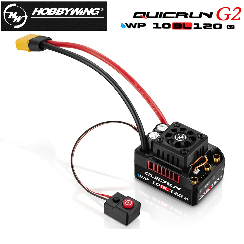 

Hobbywing QUICRUN 10BL120 G2 2-4S 120A Бессенсорный бесщеточный регулятор скорости ESC для 1/10 RC 12 Monster Truck Desert Vehicle Car