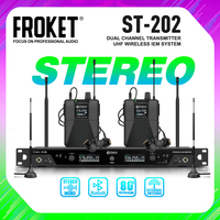 Debra UHF Stereo IEM ST-202 Professional Wireless In-Ear Monitor System with Bluetooth for Drummers Studios Stage Performance