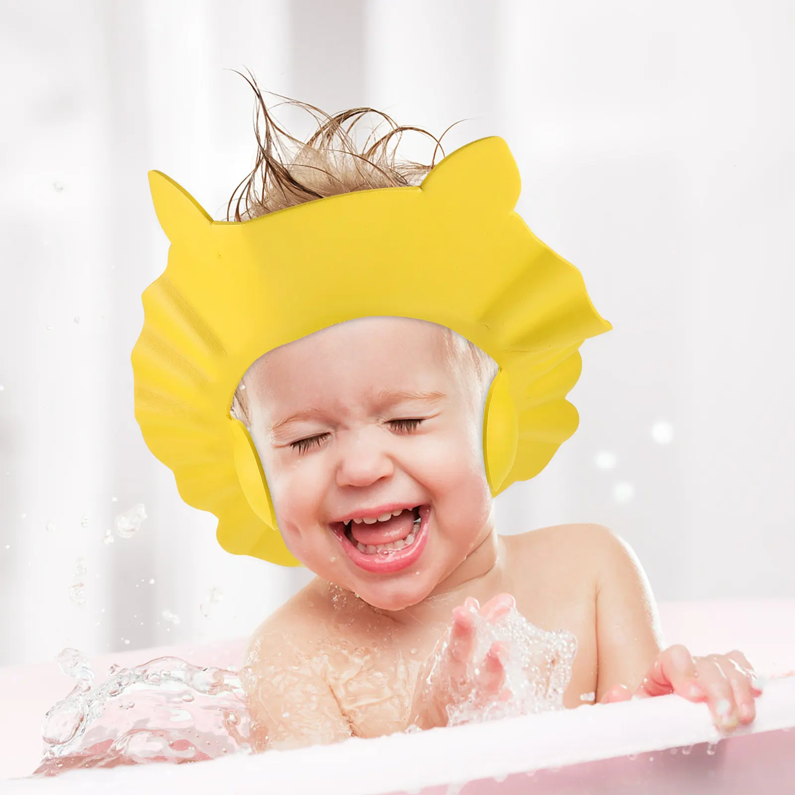 

2Pcs Waterproof Adjustable Baby Shower Caps Cartoon Hair Washing Hats Kids Bath Ear Protection Baby Shower Caps