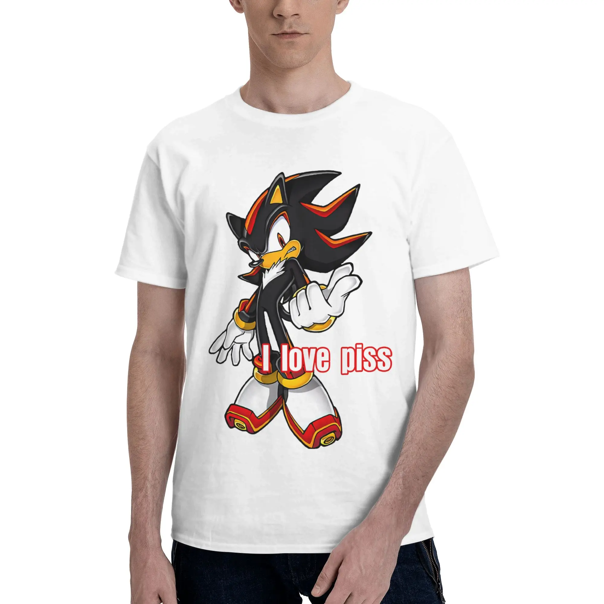Shadow The Hedgehog I Love Piss Oversize Reversible T-shirt Commuting Casual Short Sleeve