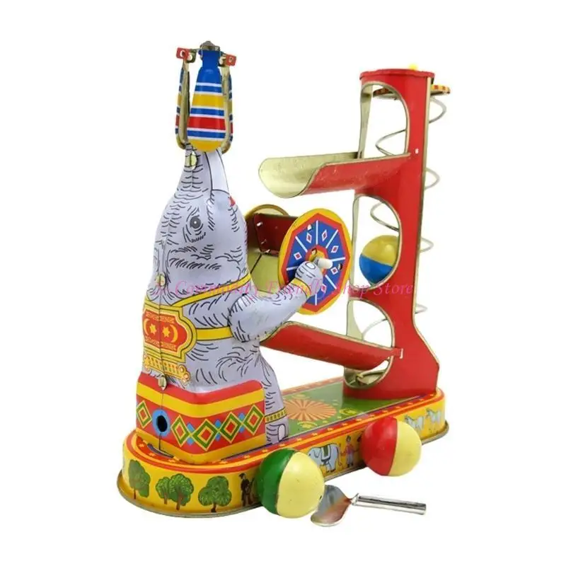 85AE Tinplate Classical Elephant Ambatics Toy مثالية لعرض المنزل أو المقهى