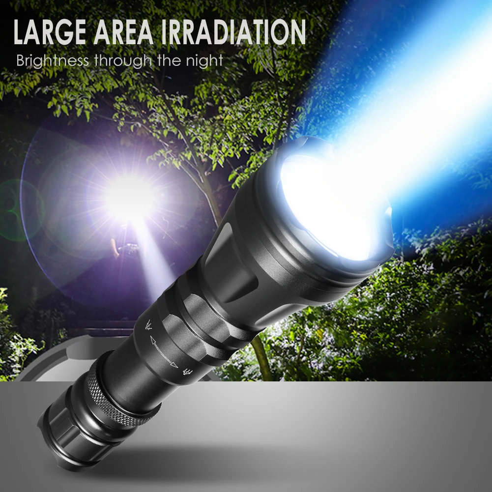 UniqueFire 2001 Fresnel Lens Super Bright LED Flashlight 2000LM White Light Tactical Zoom 3Mode Torch for Hiking Emergency