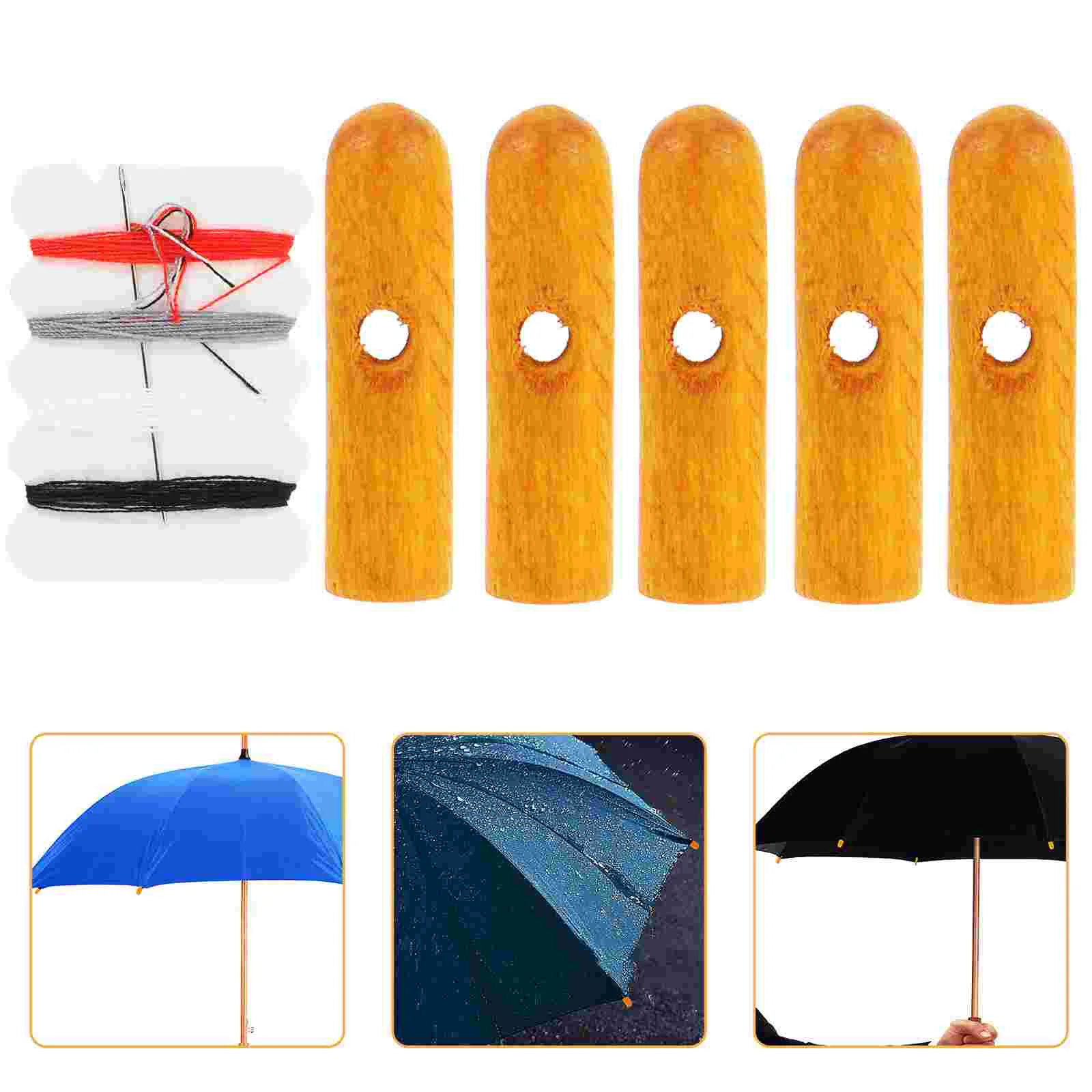 

10 Pcs Long Handle Umbrella Tail Beads Part Foldable for Folding Parts Sun Bone Covers Wooden Repair