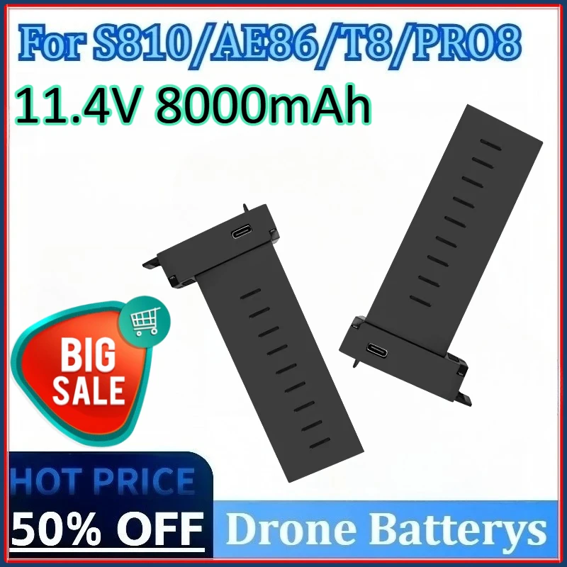 

Newly Upgraded 11.4V 8000mAh for S810/T8/AE86/PRO8 Carbon Fiber Battery Spare Parts Accessory Battery High Quality Drone Battery