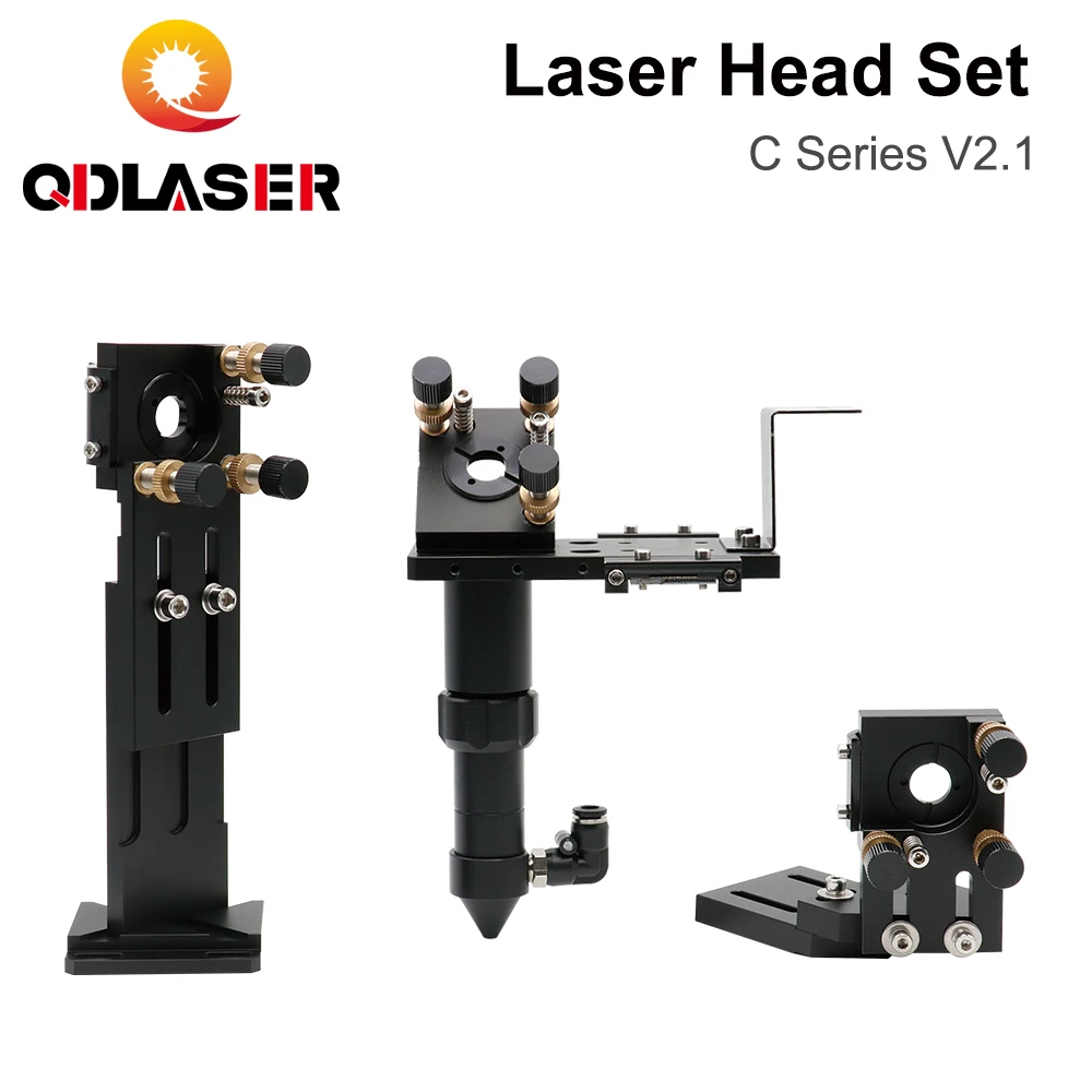 

QDLASER C Series CO2 Laser Head Set Lens Integrative Mount Dia25 Mirror D18 FL38.1 D20FL50.8/63.5/101.6mm for Laser Cutting