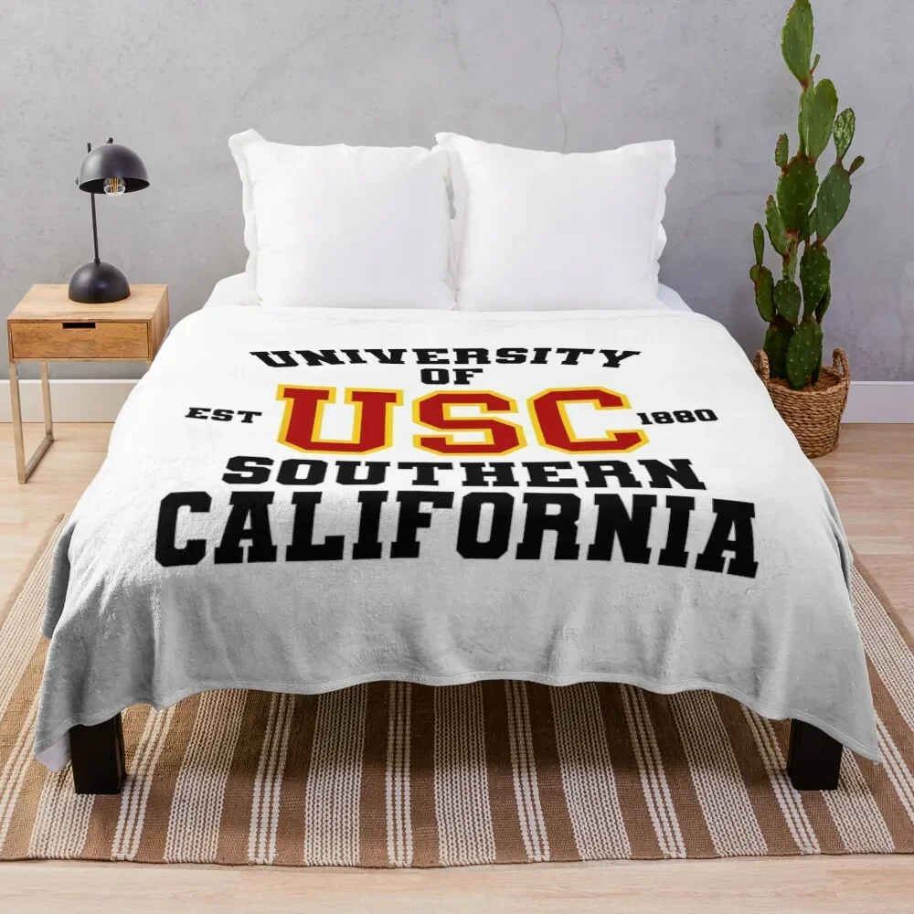 

USC USC Est 1880 University Of Southern California Throw Blanket bed plaid Single Thermal Blankets