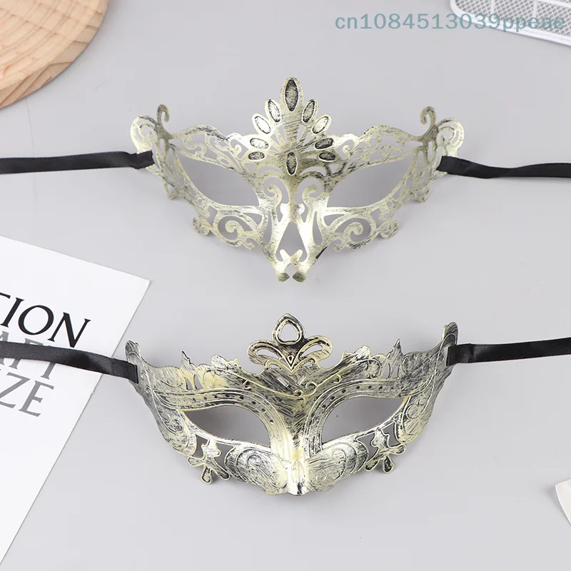 Masque d'halloween rétro demi-visage, 2 pièces, décorations de fête, accessoires en plastique pour femmes, masque de danse