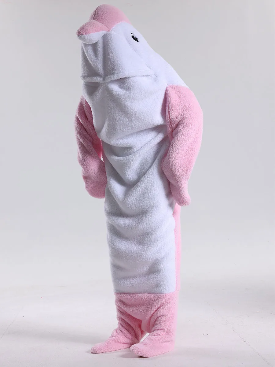 Dolphin Halloween Pajamas Onesie Homewear Comfortable Adult Flannel Sleeping Bag Hooded Wearable Loose Fit Playsuit Party Gifts