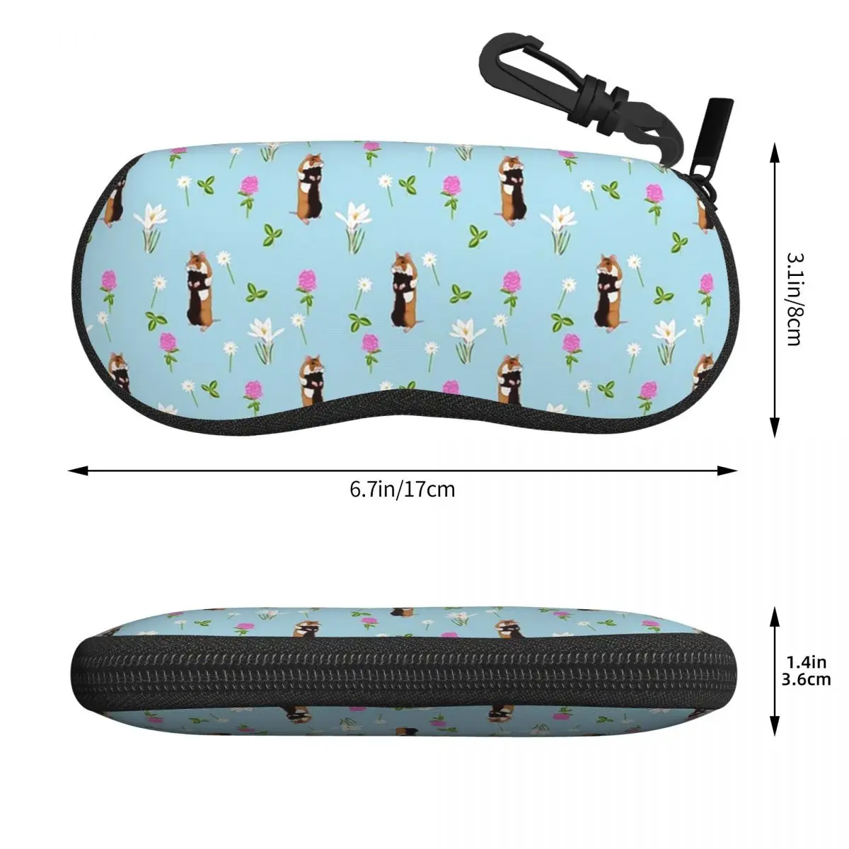 European Hamster In A Flower Filled Meadow Shell Glasses Case Portable Sunglasses Box Women Men Soft Eyeglass Bag Pouch