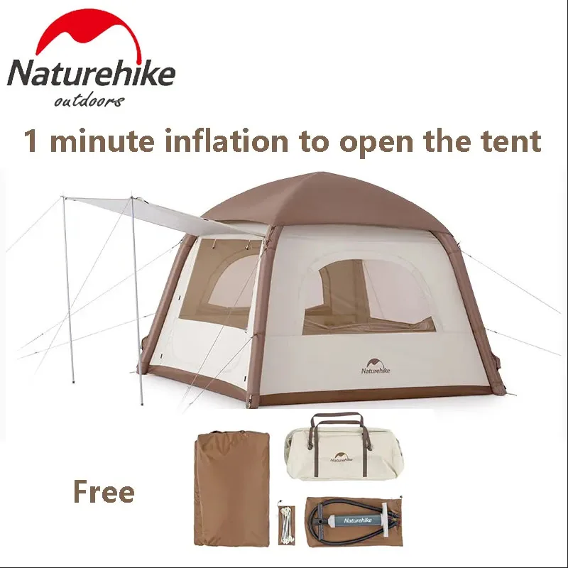 

Naturehike Air Inflatable Tent Outdoor 3 Person Camping Tent Silver Coated Sunscreen Tent Large Space Family Park Tourist Tent