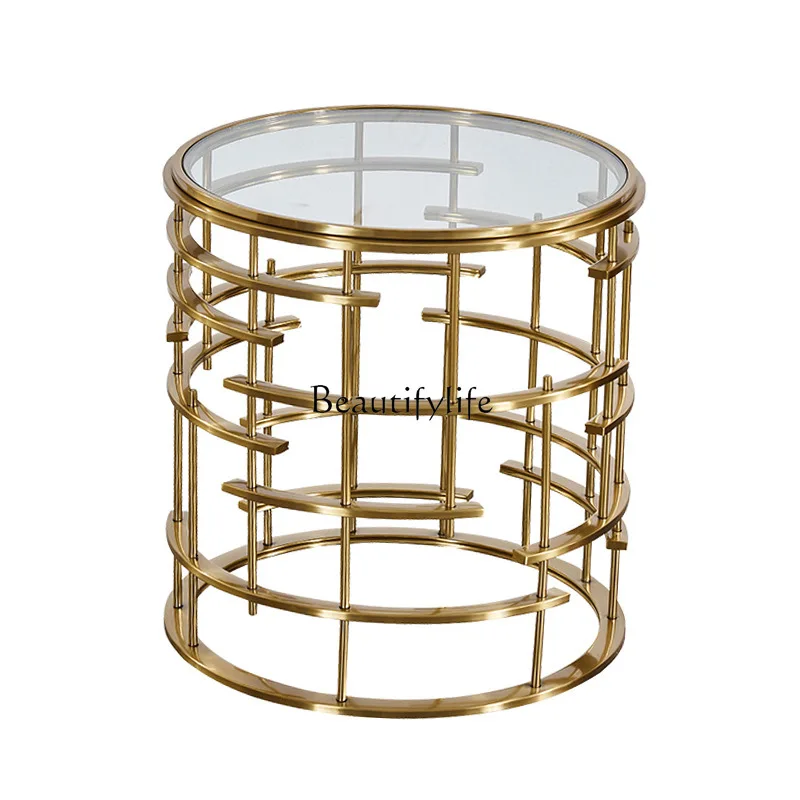 Postmodern light luxury corner few stainless steel gold-plated living room few