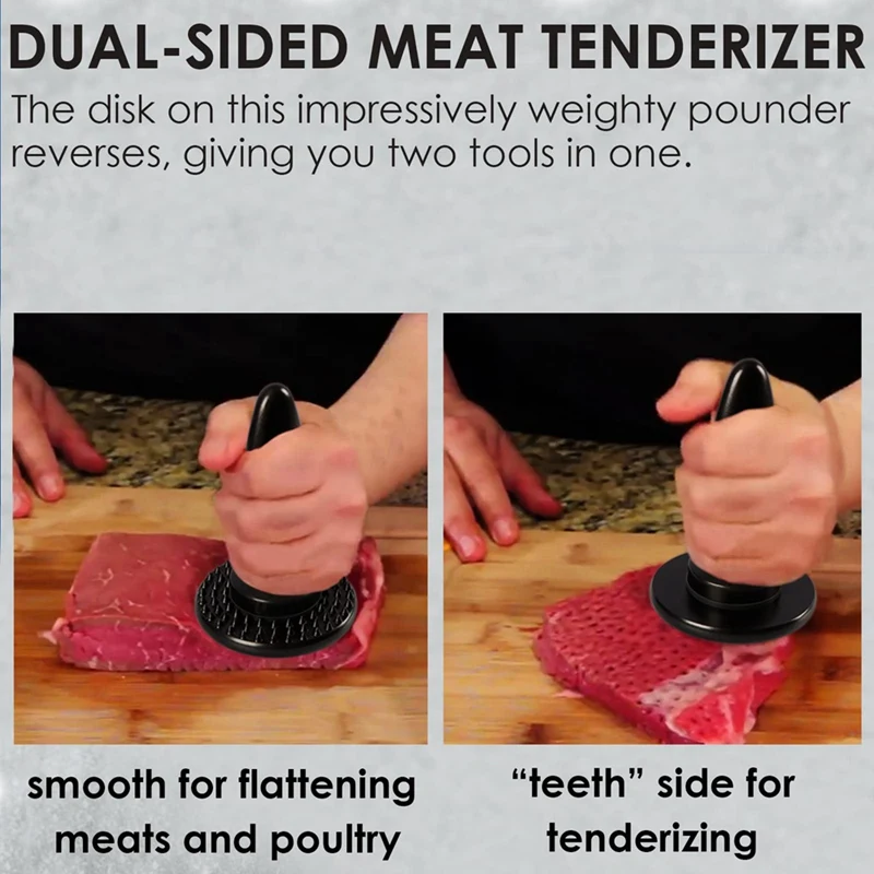 2 PCS Reversible Meat Tenderizer And Pounder 3-In-1 Dual Sided Meat Tenderizer Hamburger Press Patty Maker