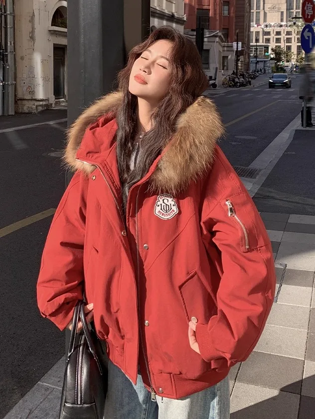 

Women's Casual Du down Jaet Thiened Warm Loose Fit Winter Outerwear Polyester Fiber Long Sve Zipper Closure Coat