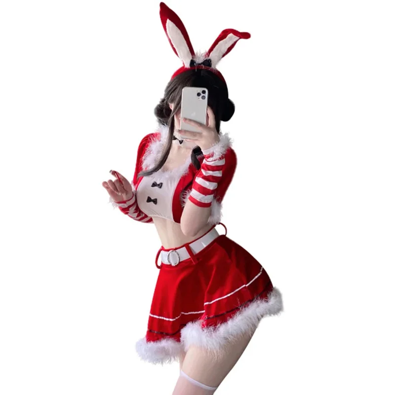

New 2025 Women Christmas Xmas Lady Santa Claus velvet dress sexy lingerie set Halloween cosplay costume sweet maid bunny Kodiak