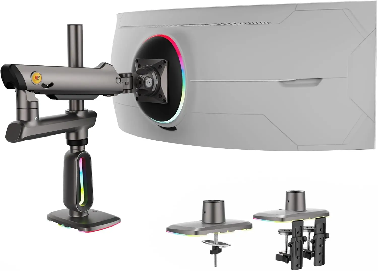 

Кронштейн для игрового монитора с увеличенной высотой для экранов 32-60 дюймов, выдерживает до 20 кг, совместим с VESA, с RGB-подсветкой и регулируемыми углами наклона