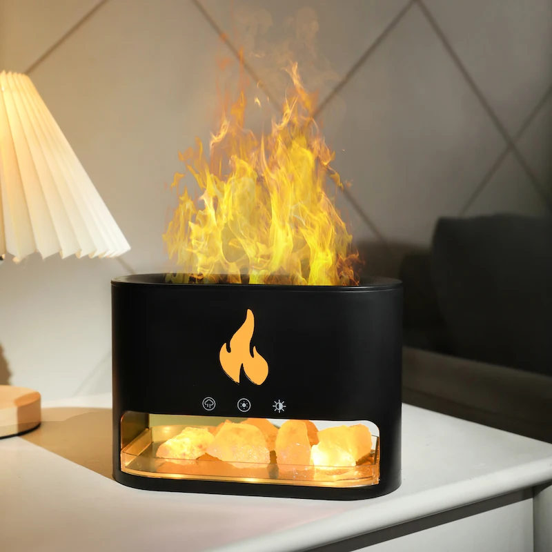 مصنع الجملة الملح حجر لهب رائحة الناشر بالموجات فوق الصوتية الهواء بارد ضباب المرطب مع ضوء الليل #2