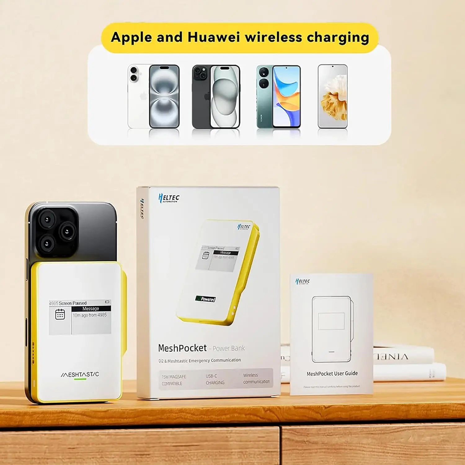 헬텍 메쉬포켓 5000/10000mAh Qi2 마그네틱 충전 보조배터리 메쉬스타틱 15W 무선 고속 충전 (블루투스, 로라 지원) 아이폰17용