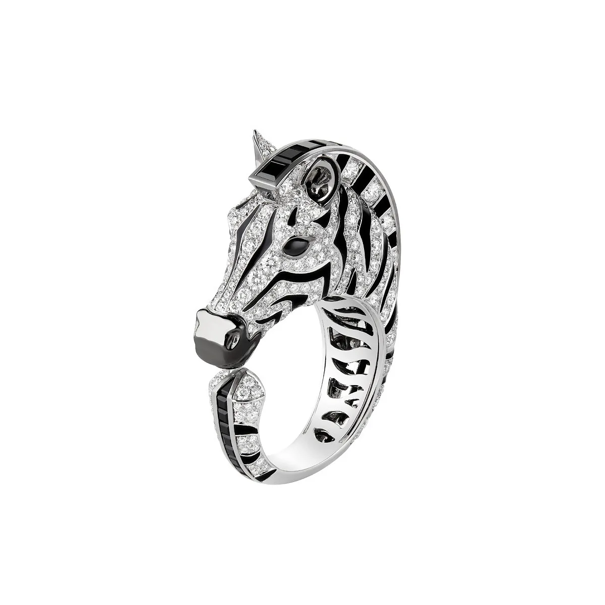 

New S925 Silver High Carbon Diamond Treasure Home Zebra Black Enamel Versatile Jewelry for Girls' Rings Wedding Jewelry