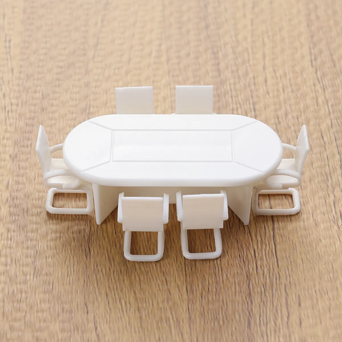7Pcs Meeting Room Table Chairs Set Mini Plastic 1:50 Scale DIY Decoration Kit for Indoor Office Scene Mini Model