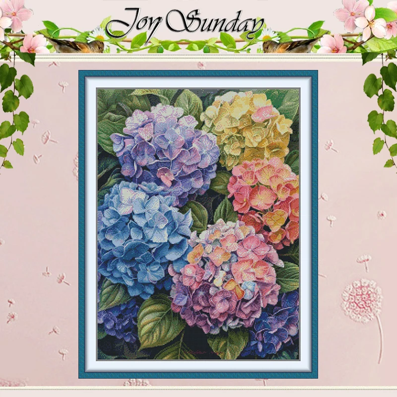 

Hydrangea Patterns Counted Cross Stitch Set DIY 11CT 14CT 16CT HD Stamped DMC Cross-stitch Kit Embroidery Needlework Crafts