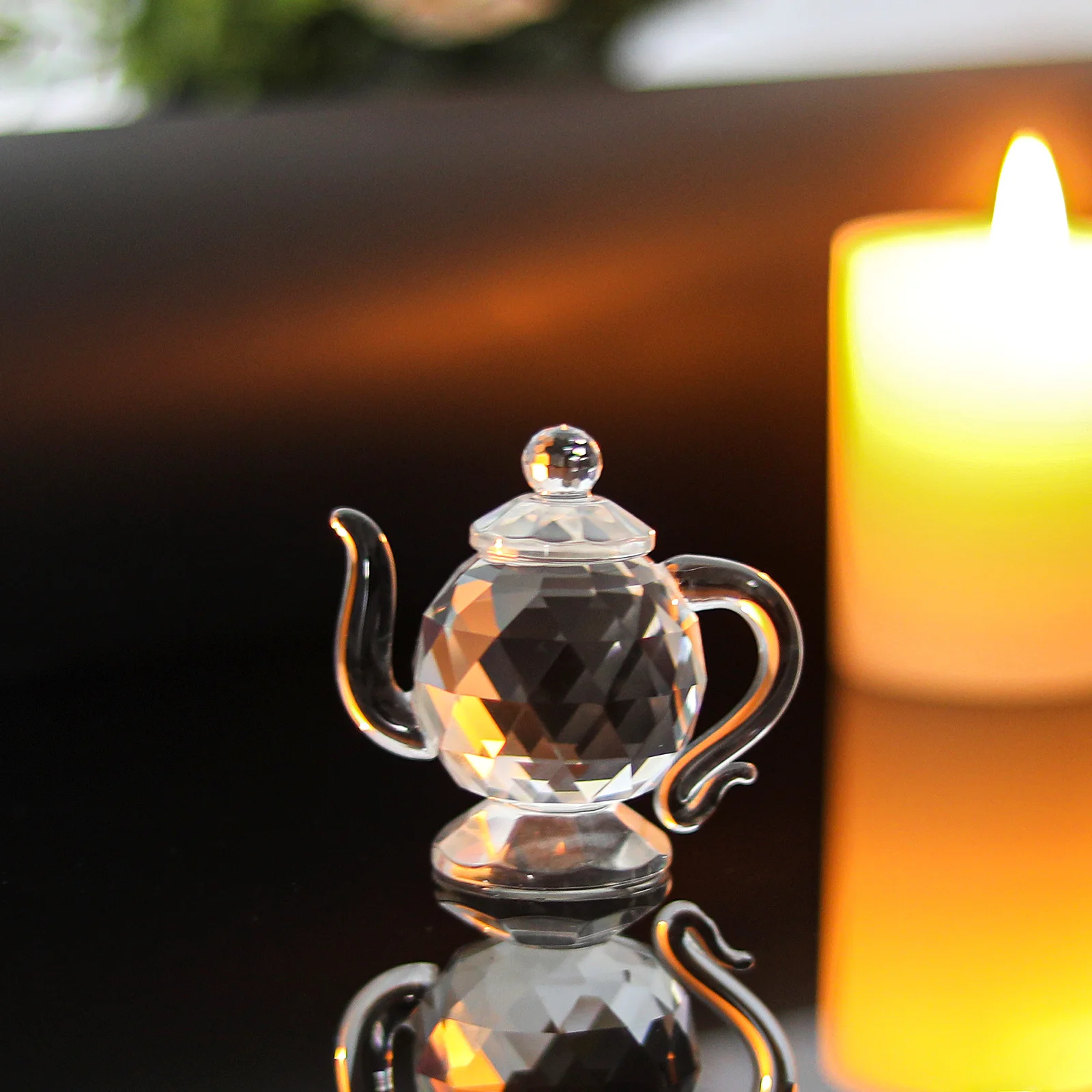 إبريق شاي كريستال شفاف ، هدية ثقل الورق ، زخرفة زجاجية ، ديكور مكتب