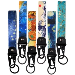 Van Gogh Keychain For Women Japanese Waves Lanyard Keys Holder Cars Motorcycles Pendant Fashion Jewelry Keyring Accessories Gift