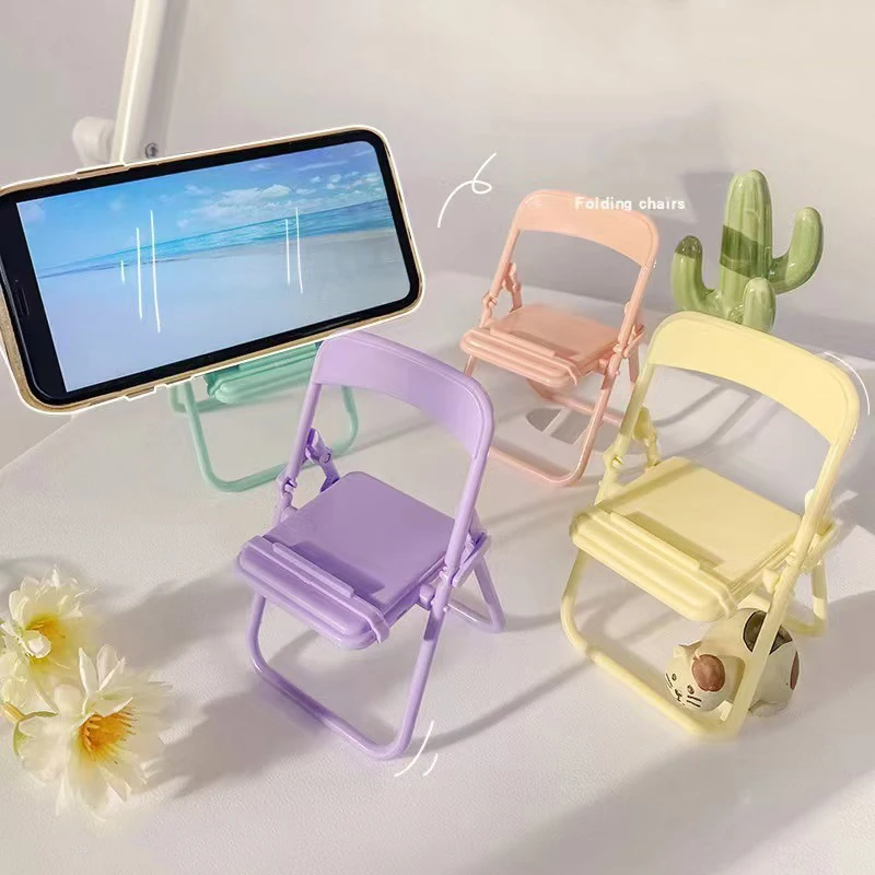 

Creative Mini Chair Cellphone Stand Universal Chair Desktop Mobile Phone Tablet Holder Folding Convenient Cute Phone Accessories