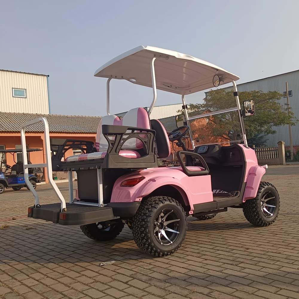 Comfortable 48V 4 Wheel 4 Seater Pink Golf Carts Quality 4000W Motor Golf Scooter Electric Cart 3 - 4 People Travel Golf Carts