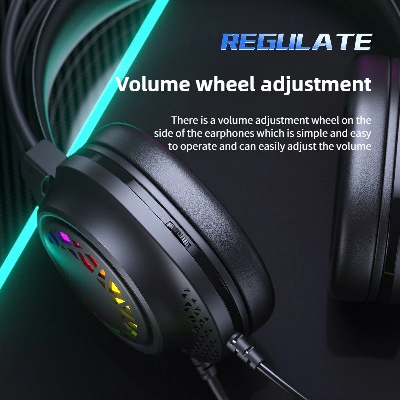 Cuffie Cuffie da gioco cablate Desktop Laptop Telefono cellulare Tablet con microfono Riduzione del rumore Effetto luce RGB Confortevole