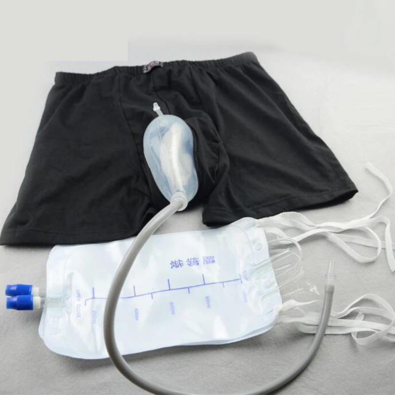 Medical Incontinence Urinal Bag Male Leg Tie Bag Silicone with Catheter Reusable Urinal Detachable Funnel Urological Consumables