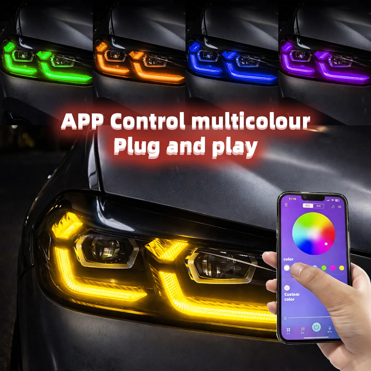 

RGB APP Control LED DRL Modules For BMW X3 G01 X4 G02 X3M F97 X4M F98 2022-2024 Canbus Plug And Play Turn Signal Hi Lo Beam