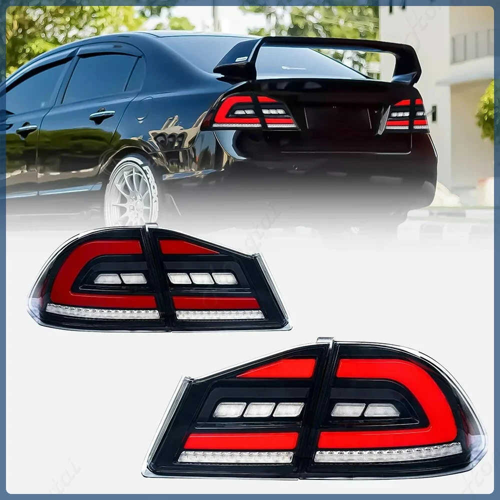 

Pair Tail light assembly For 2005-2006-2012 Honda Civic FD2 FD1 LED taillights total line lights brake lights reverse lights