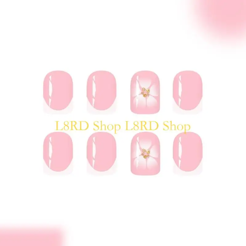 L8RD Ombres Sparkling Press On Nails Delicate Flower Art Plastic Manicure Accessories