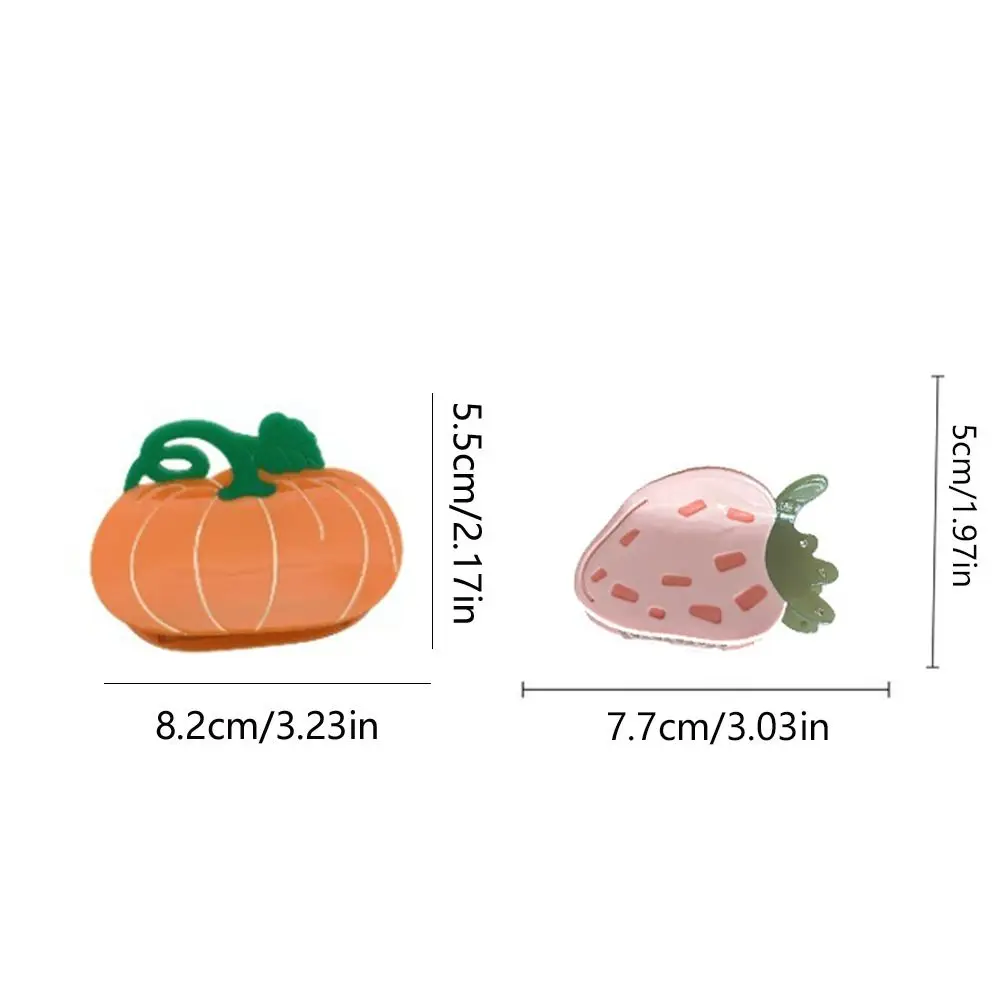 Garra de pelo de fresa con diamantes de imitación para mujer, pinza de tiburón, pinza de pelo de calabaza, horquilla de Clip de tiburón de ácido acético geométrico