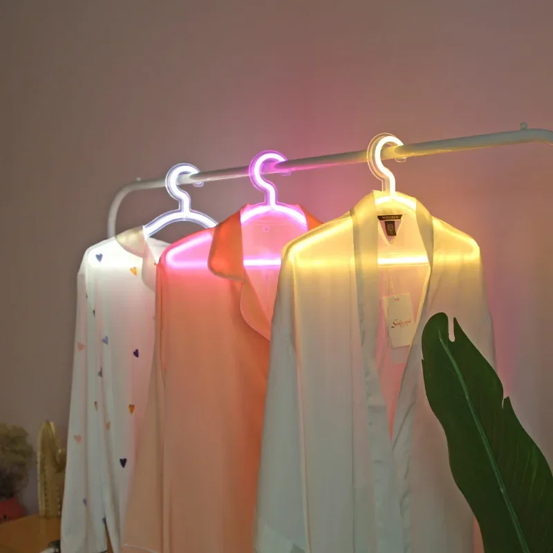 

Clothes Hanger LED Neon Lights Colorful Wall Hanging Neon Sign Store Night Lamps for Festival Home Party Wedding Decoration