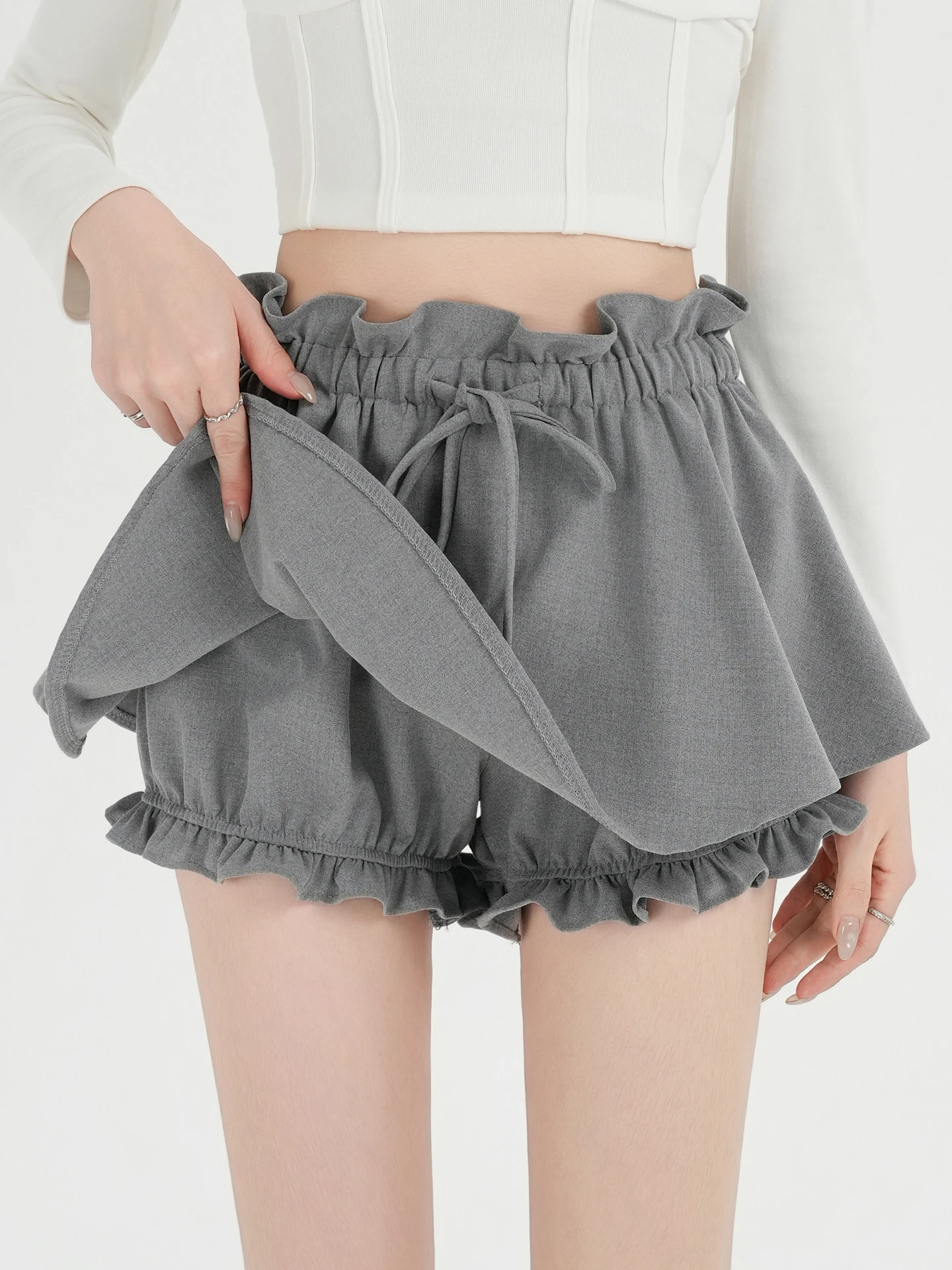 

Новая женская плиссированная юбка Sweet Ele Pleated Ear Musoom с завязками на талии, весна 2026, с цветочным принтом, короткая, А-силуэт
