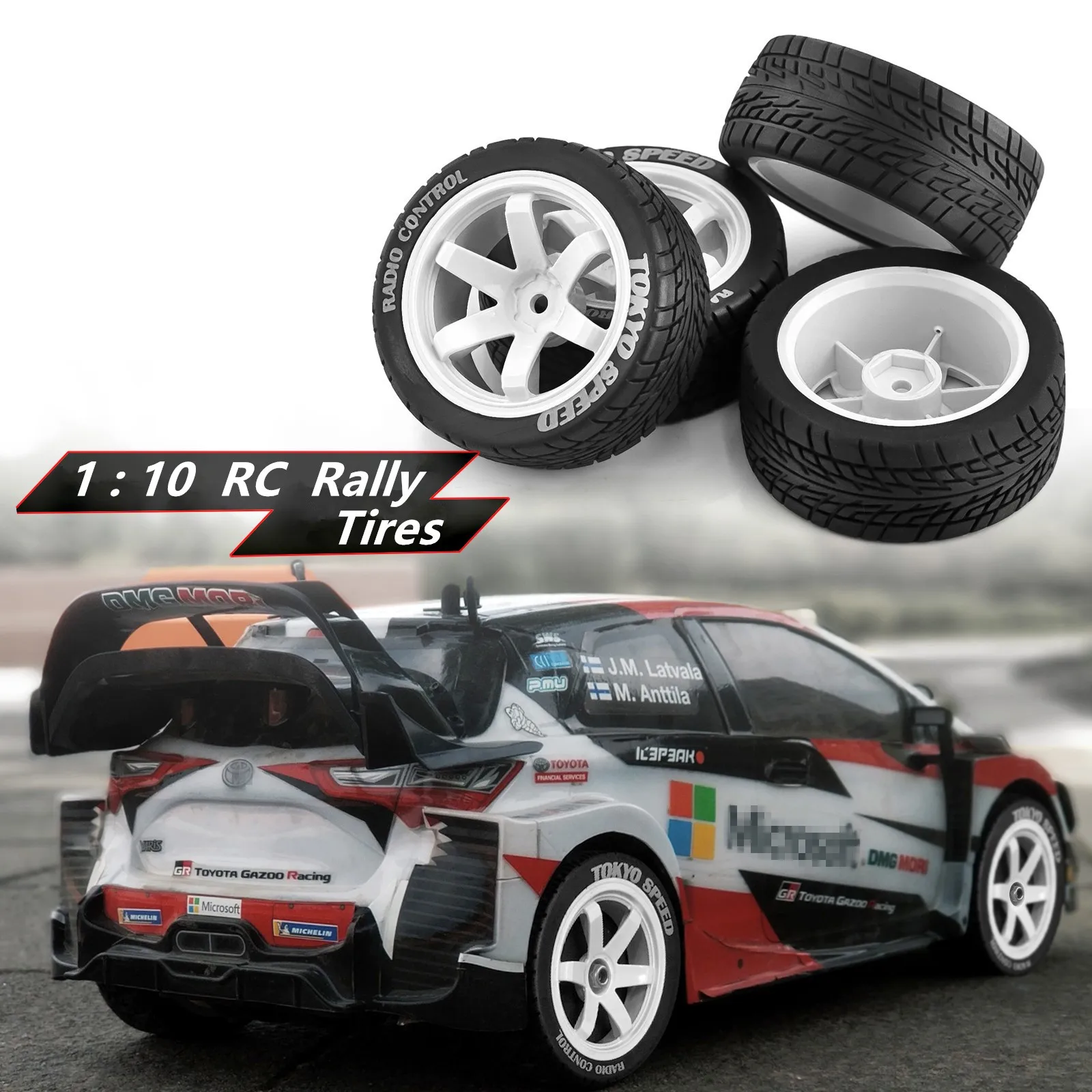 1/10 RC On Road Tires And Wheels 12mm Hex Rally Racing Tyres For 1:10 Scale Touring Street Car Tamiya TT01 TT02 XV01 TA06 A959 - view 6