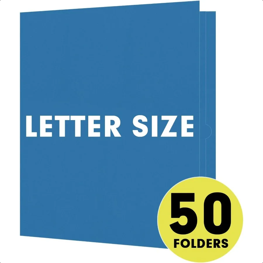 مجلد جيبين 50 عبوة من مجلدات الجيب تناسب حجم الرسالة مجلدات الورق الورقية مع جيوب للمكتب المدرسي Busin Home Navy