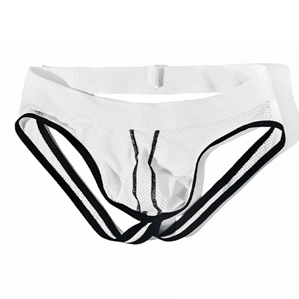 Men Breathable Mesh Thongs Bulge Pouch Open Butt Backless Sexy Underwear Lingerie Low Waist Elastic G-strings