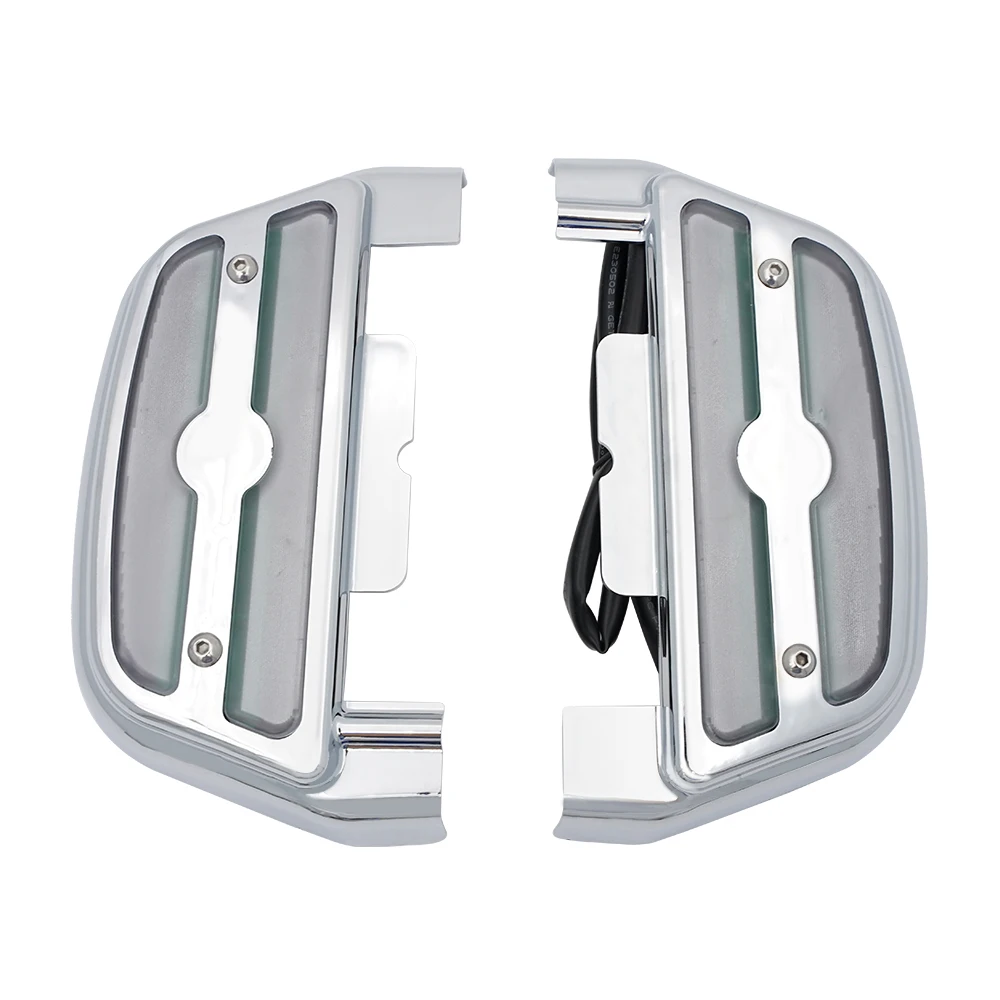 Motorcycle Rear Footboard LED Cover Chrome Passenger Foot Peg LED Accent Light Covers Parts Fit For Harley Touring Trike Softail