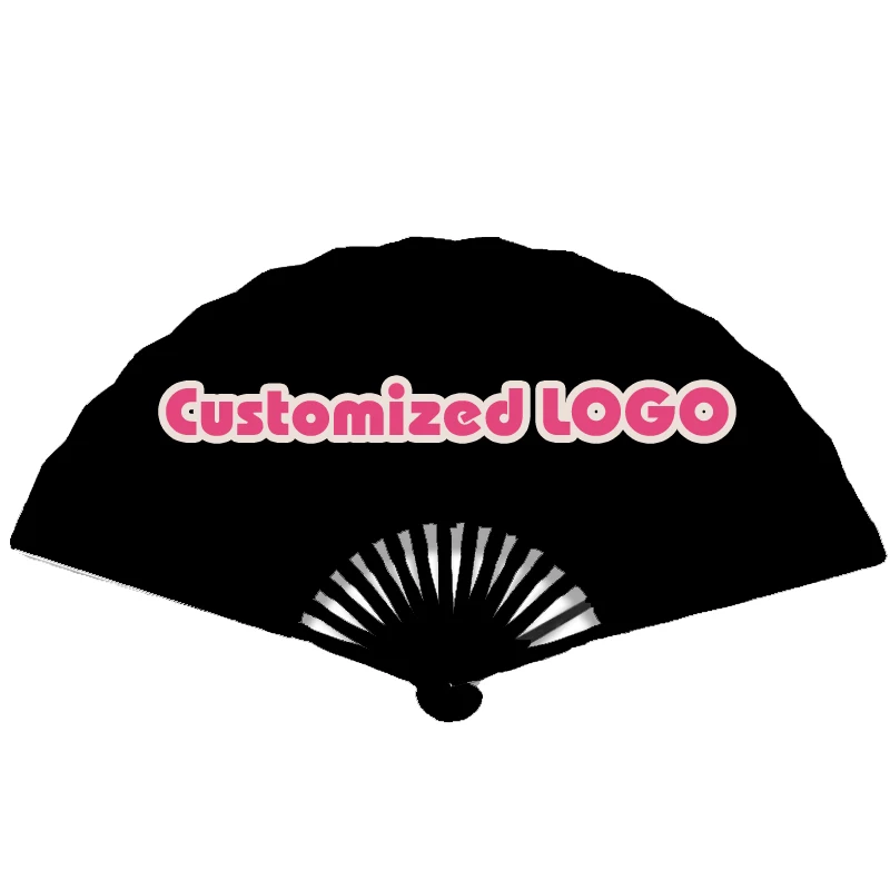 مروحة إعلانية مخصصة مع ورق فني صيني مصنوع يدويًا ورق QR من نسيج الحرير وشعار مطبوع مروحة ترويجية فريدة من نوعها #1
