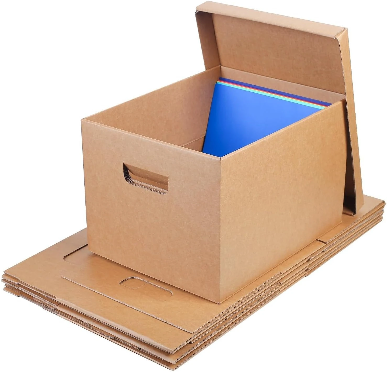 

Набор из 4 штук - особо прочные трехслойные боковые стенки, толстый картон, с ручкой и крышкой, для самостоятельной сборки, 12x16x10 дюймов.