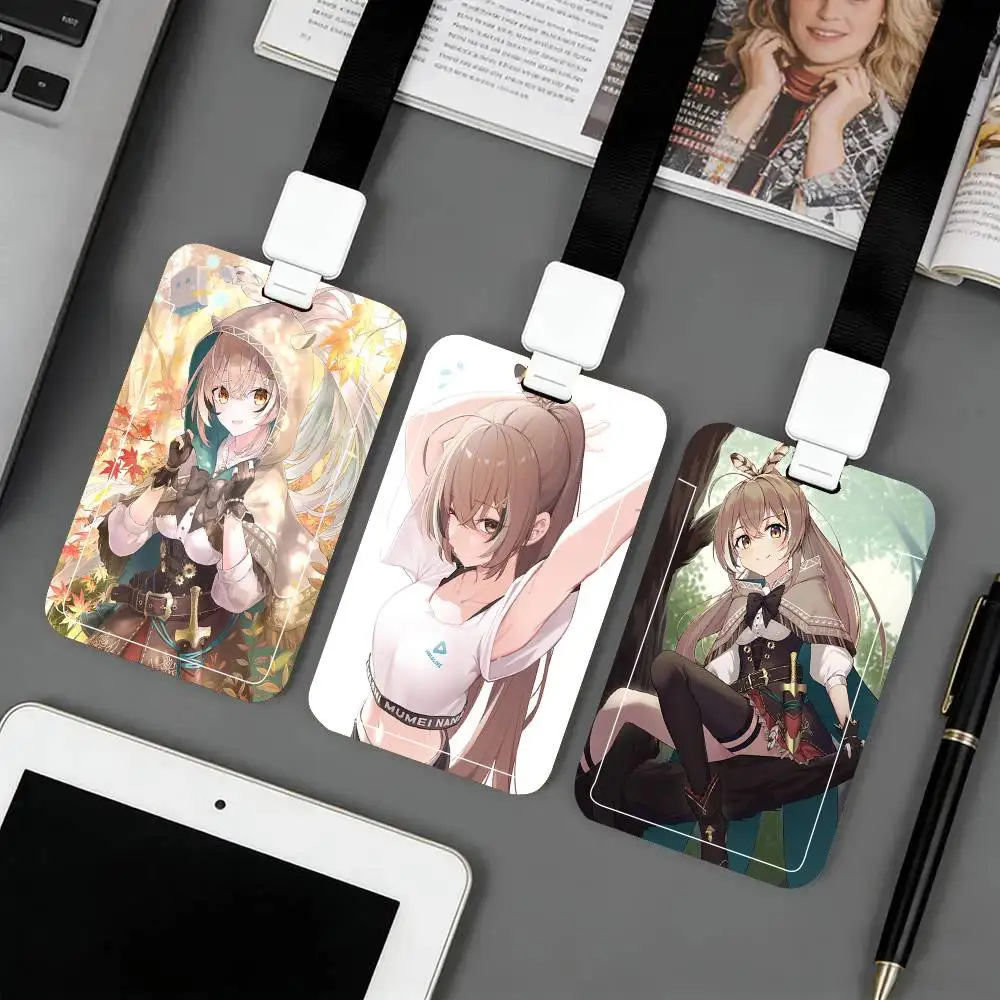 H-hololive Animation Nanashi Mumei Black Lanyard Card Holders Student Meal Cards And Campus Ids School