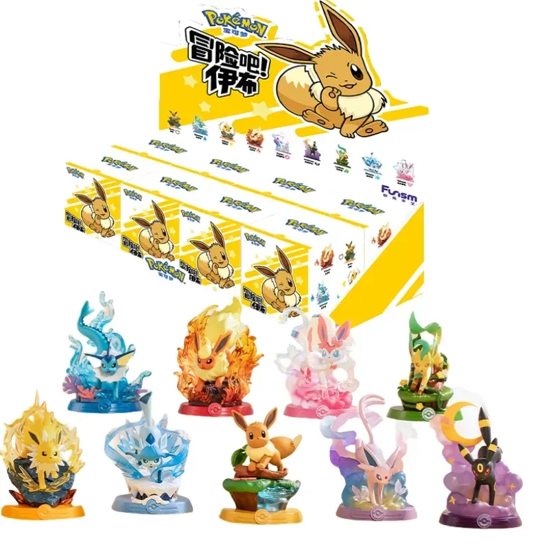 

100% Оригинальный набор фигурок Pokemon Funism Adventure Eevee Family Suit Blind Box: Коллекционные модели Jolteon, Sylveon, игрушки для детей, подарок