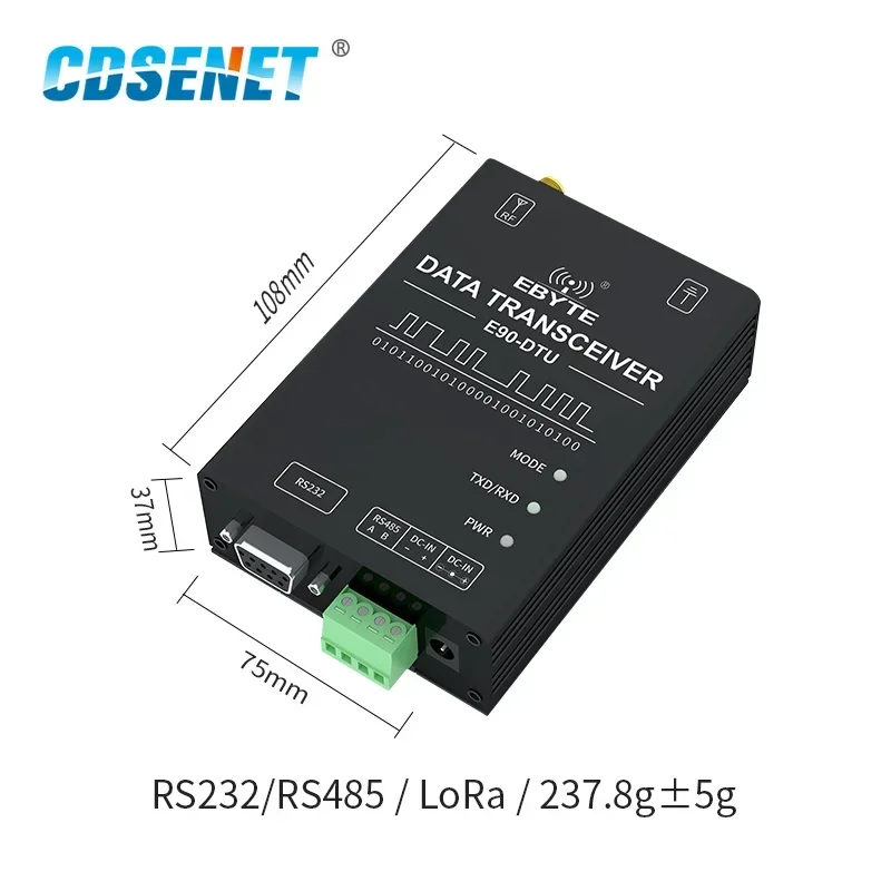 Imagem -02 - Longo Alcance Transceptor sem Fio Lora 433mhz 22dbm Iot Rs232 Rs485 Rs485 Rssi Modem Relé Fonte de Alimentação Sx1262 Sx1268