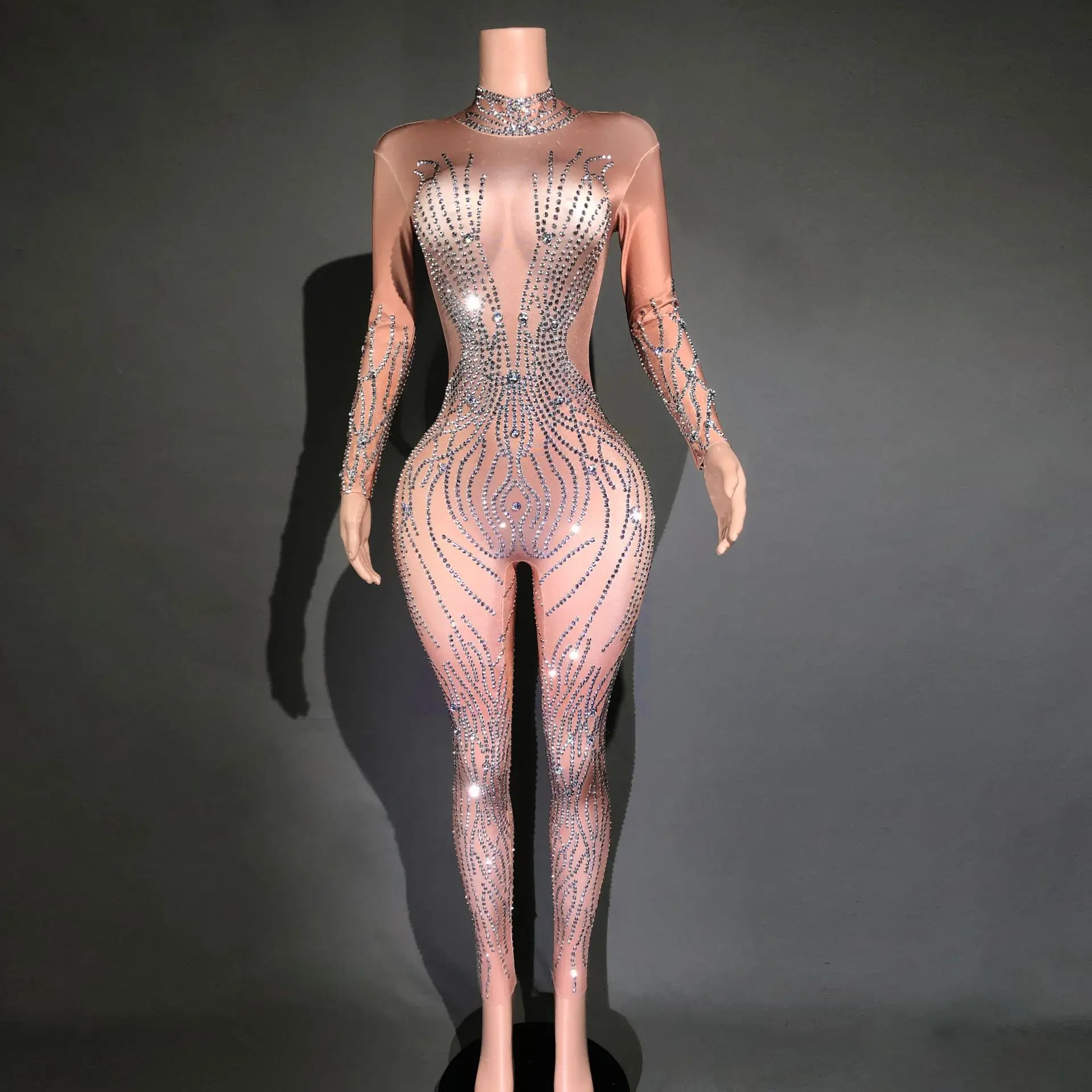 

Dance Show Sexy Rhinestone Striped Jumpsuit Jumpsuit Party Nightclub Vestidos Para Fiesta De Lujo Maxi Dresses For Wedding Guest