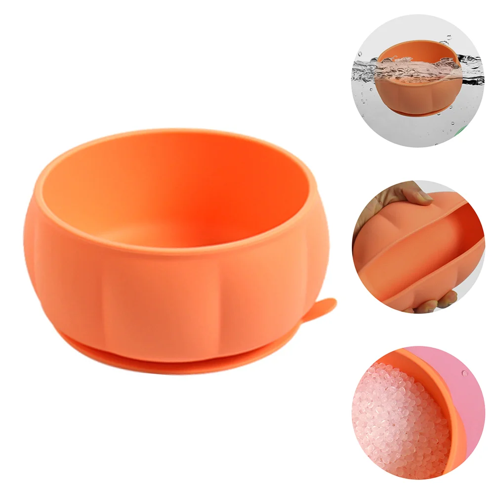 Children's Suction Bowl Silicone Baby Tableware Feeding Supplies Toddler Food Supplement Tray Sucker Pumpkin